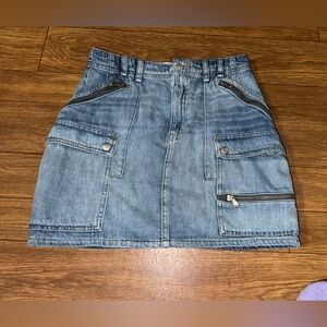 We The Free Denim Mini Skirt Zippers Pockets 28